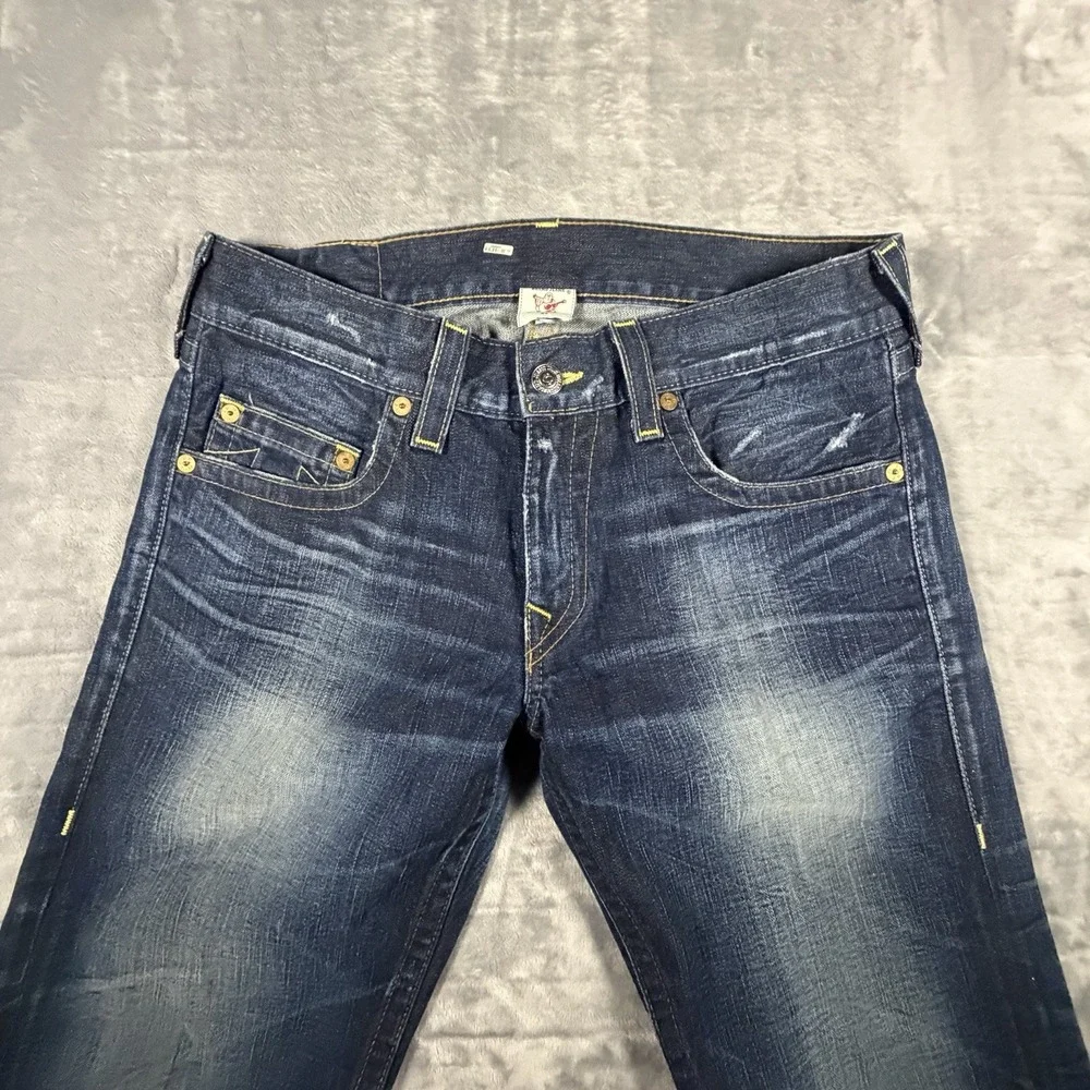 True Religion Jeans Men's 36x34 Blue Denim Relaxed Baggy Bobby Honeycomb Wisker